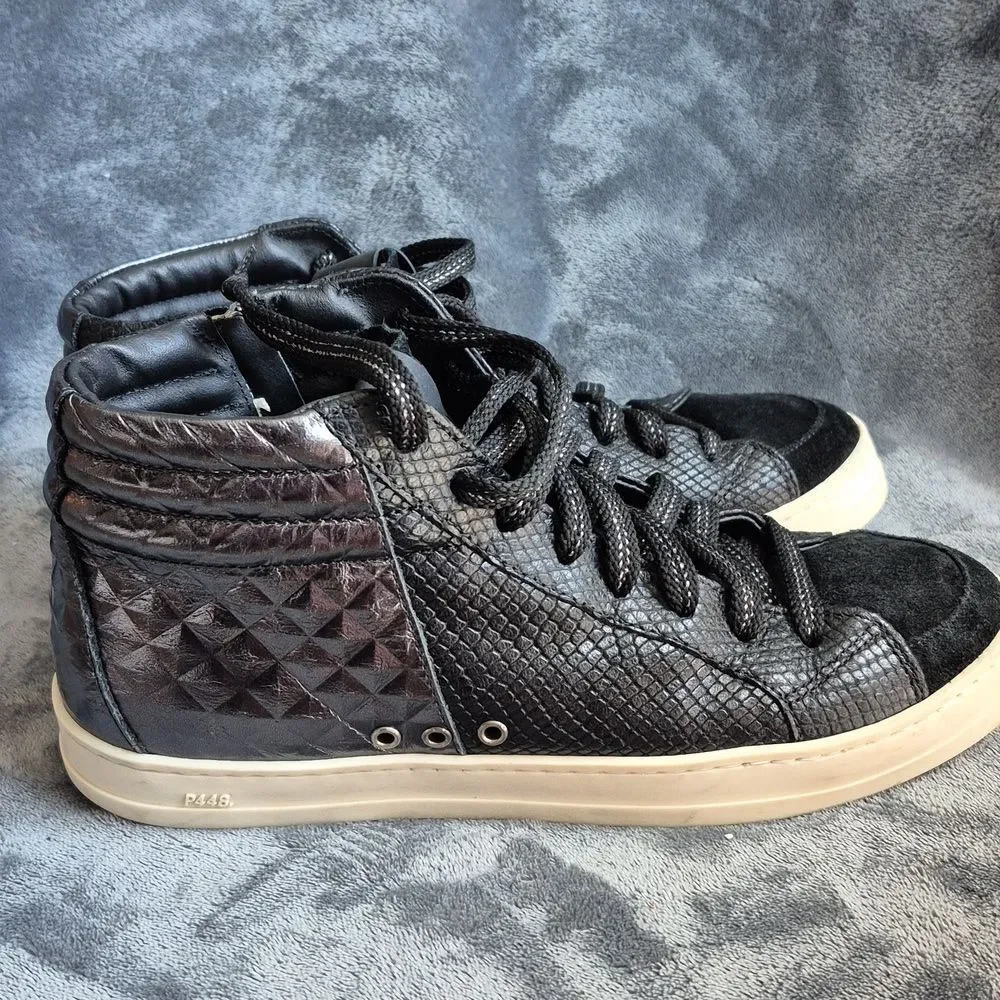 P448 Recycled Sneaker Women's Size 38 Black with Snakeskin Pattern